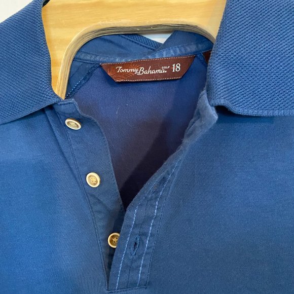 Tommy Bahama 18 Golf Blue Polo Shirt Mens Size X- Large Solid Blue - Picture 2 of 8